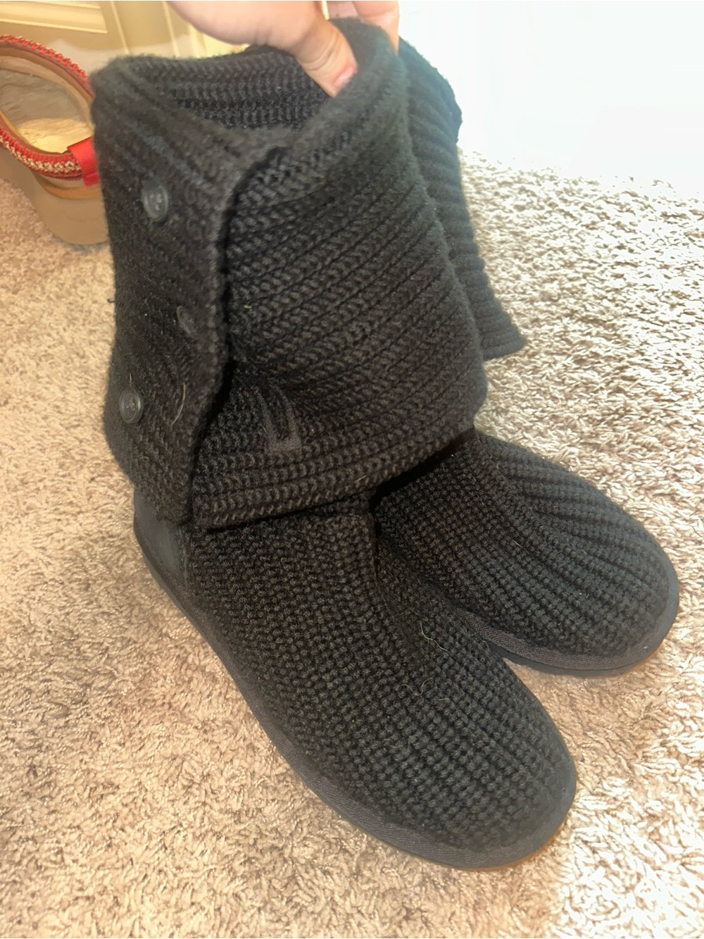 UGG Black Knit Button-Detail Women's Boots